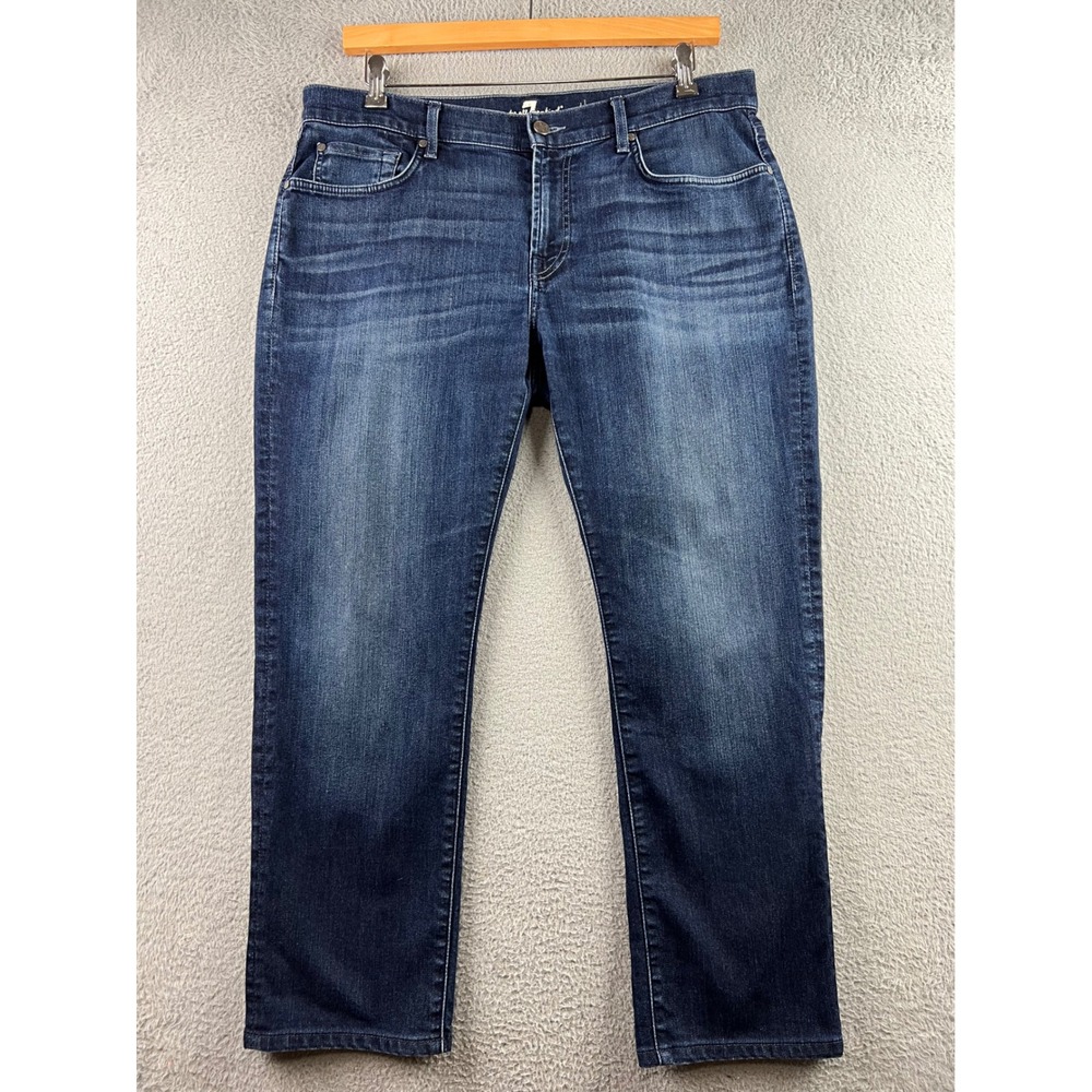 7 For All Mankind The Straight Mens Jeans Dark Wash Denim Size 36